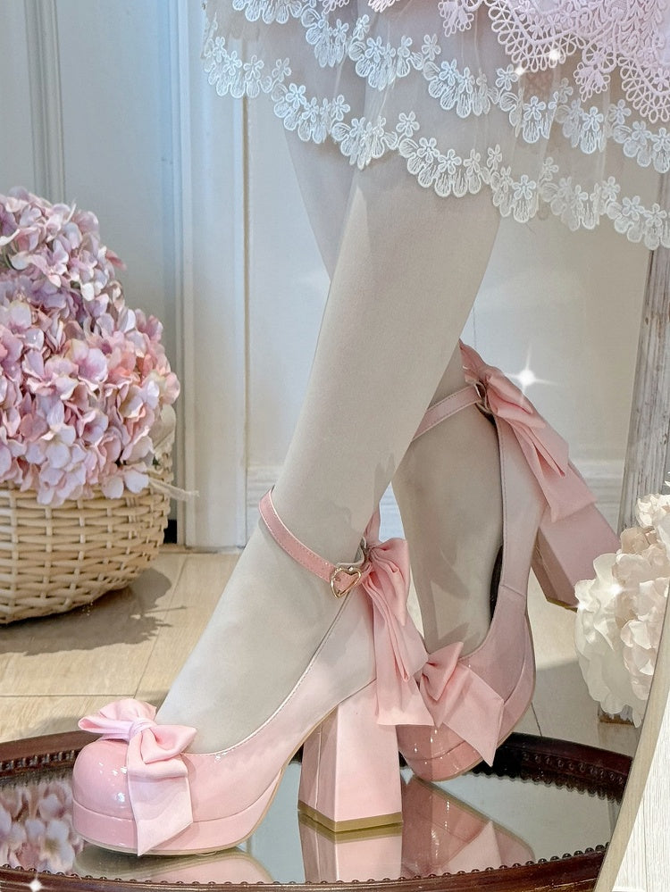 Schuhe Mary Sweet Bowknot Runde Rosa Details Toe Janes Plattform Lolita