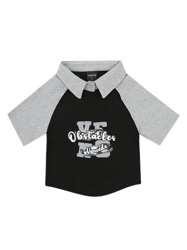 American Polo Letter Top Kurzer Print Retro