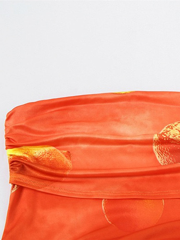 Holiday Orange Tube Sacrf Dress With