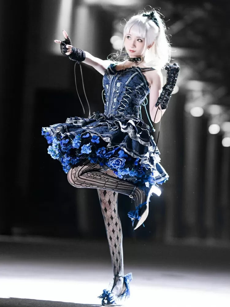 Floral Petticoat 35cm/45cm Length BlackBlue-Harvest Spring