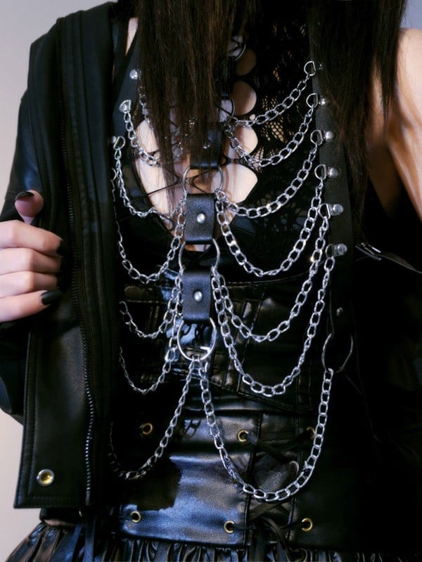Chain With Black Belt Chest Waist Cyberpunk