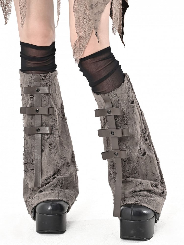 Braune Wasteland Punk Beinwärmer