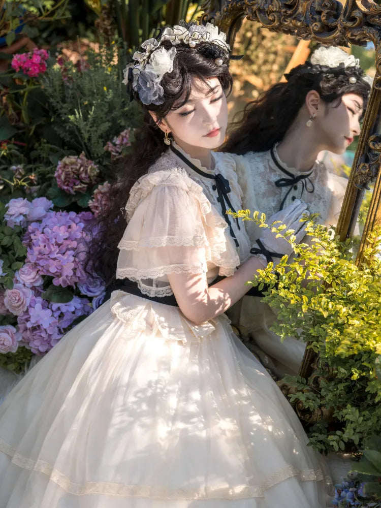 Design Hairband / Floral Black Beige
