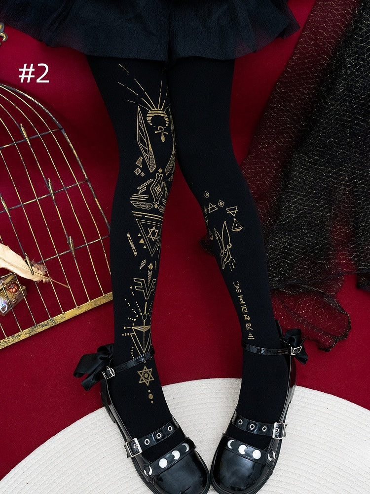 4 Optionen Lolita Totem Print Design Strumpfhosen