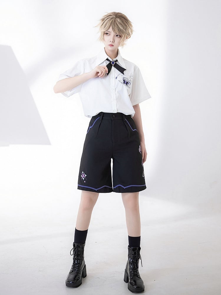 Spade Black with Diamond Ouji Summer Club Embroidery Shorts