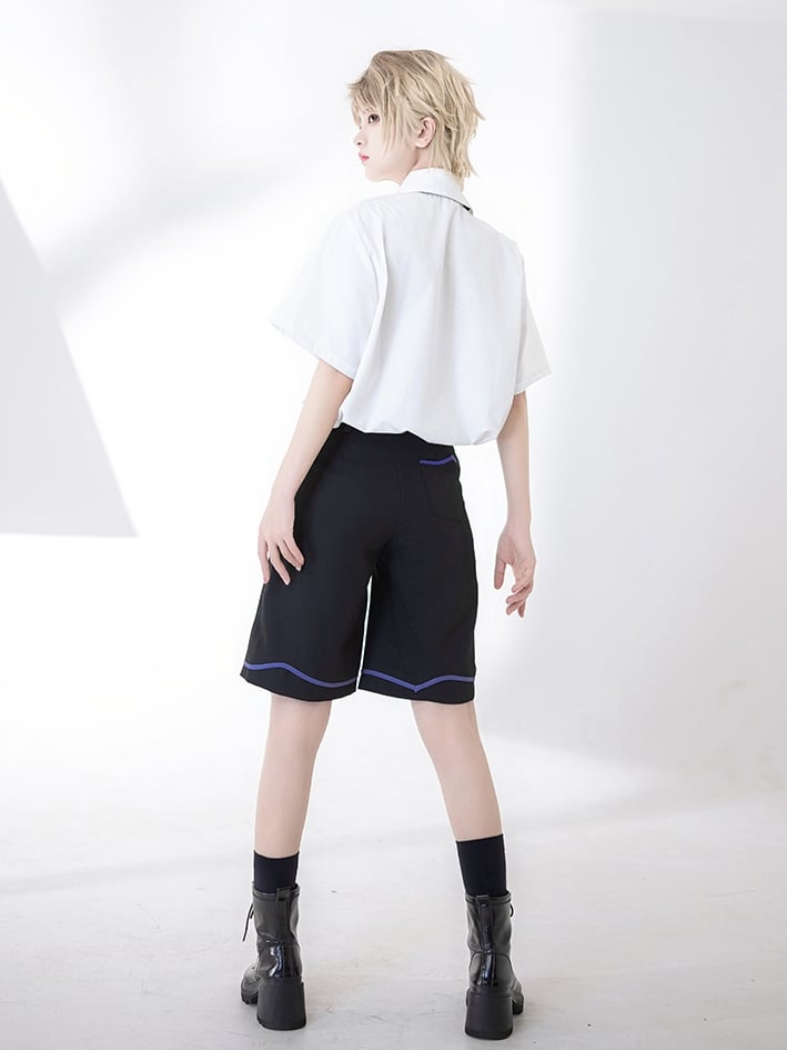 Spade Black with Diamond Ouji Summer Club Embroidery Shorts