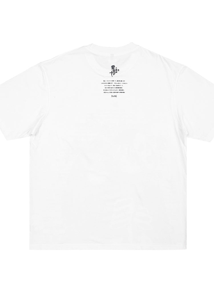 White Punk Couple Cotton Anime T-shirt Bittersweet Print Emo