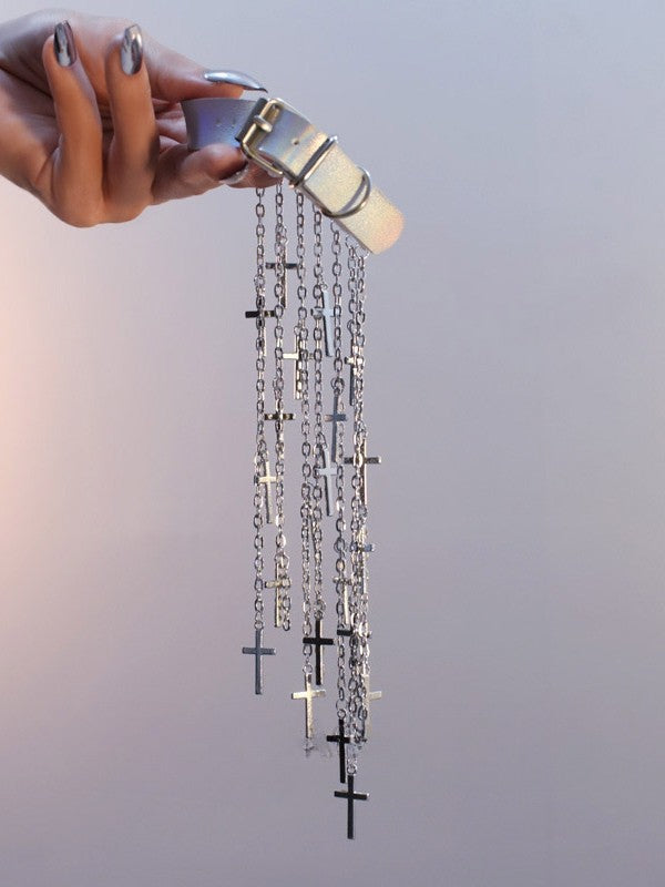 Cuff Tassel Cyberpunk Black/Silver/Brown Design Charm Arm Cross