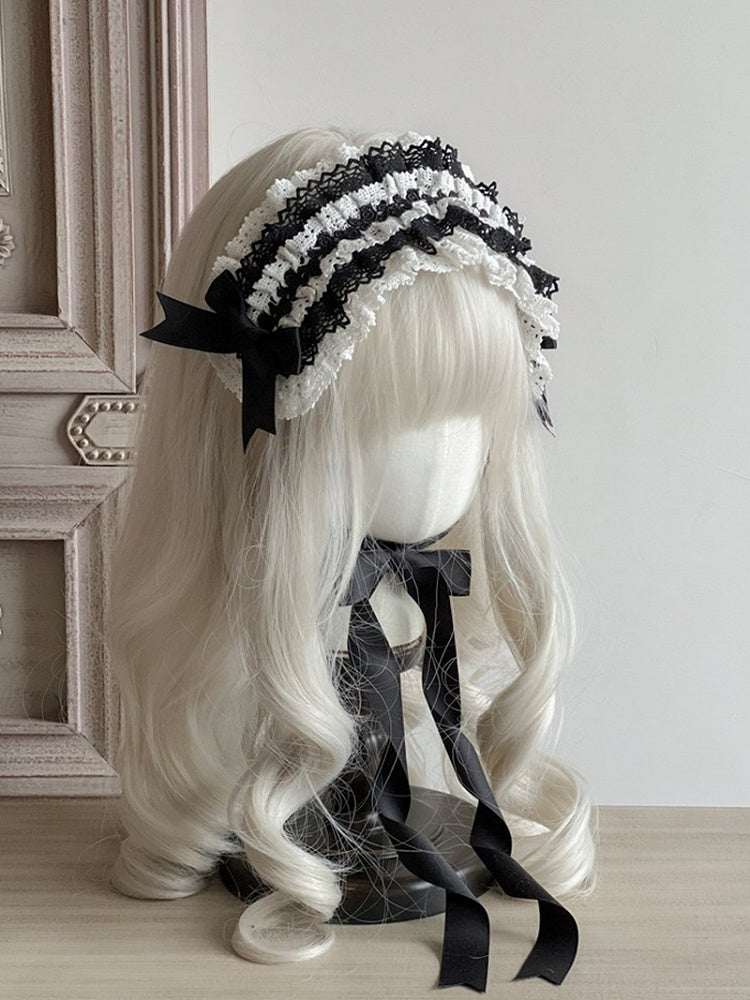 Color Blocked Hairband Color Options 9 Lace Lolita Multi-layer –