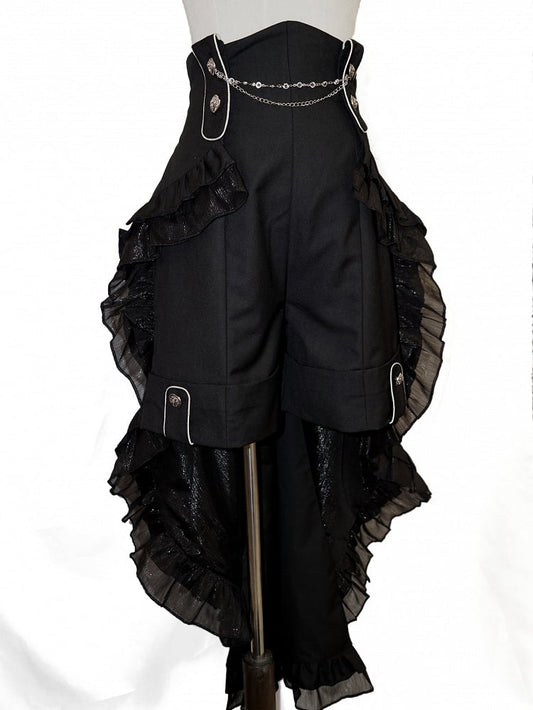 Train Fashion Ouji Waist Cascading Black Detachable Lolita High with Shorts Aristocrat Ruffle