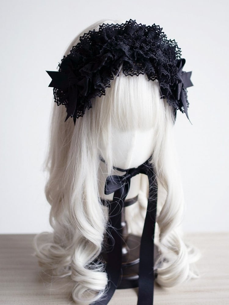 Color Blocked Hairband Color Options 9 Lace Lolita Multi-layer –