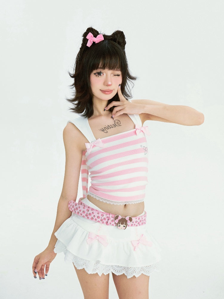 Pink Strawberry Pattern Sequins Waist Belt