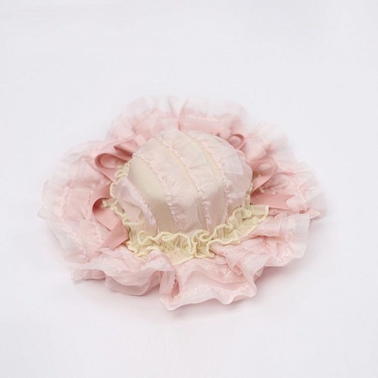 Ruffled Pink Lace Mini Sweet Bow Lolita Hat
