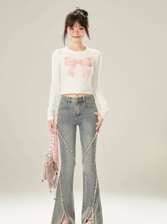 Tops Pink Ribbon Sweet Short