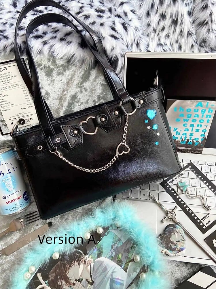 Bag Black Chains Shoulder Detachable Ita