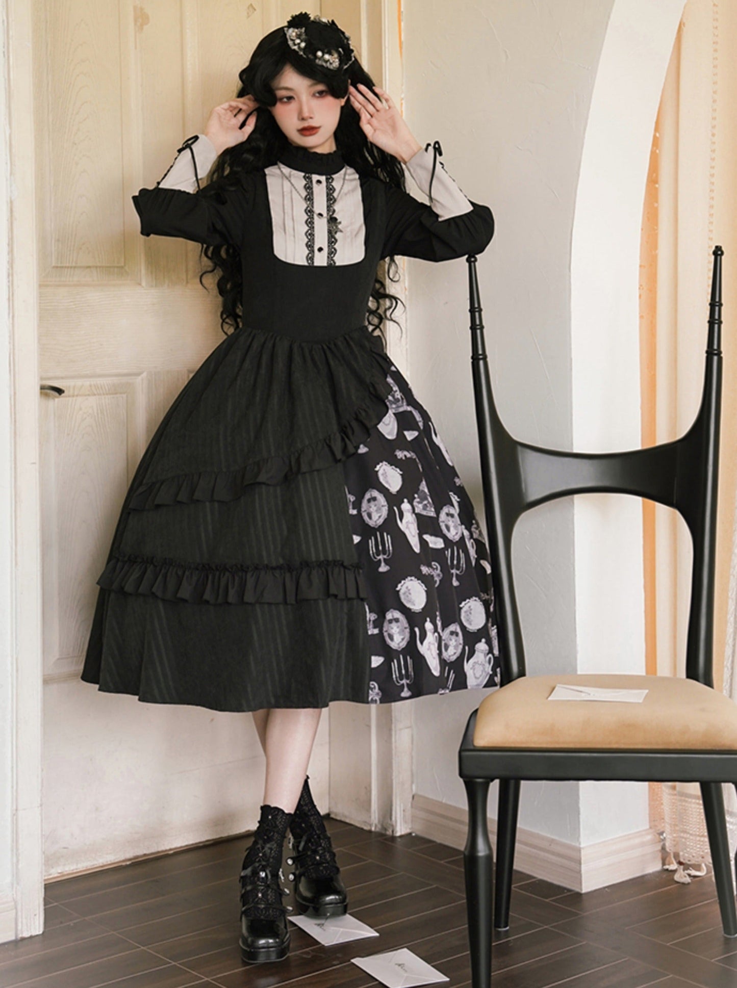 Suspender Skirt + Elegant Puzi Blouse Print Design Original With Kula