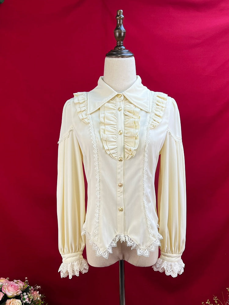 Apricot Elegantes Langarmhemd mit spitzem Kragen
