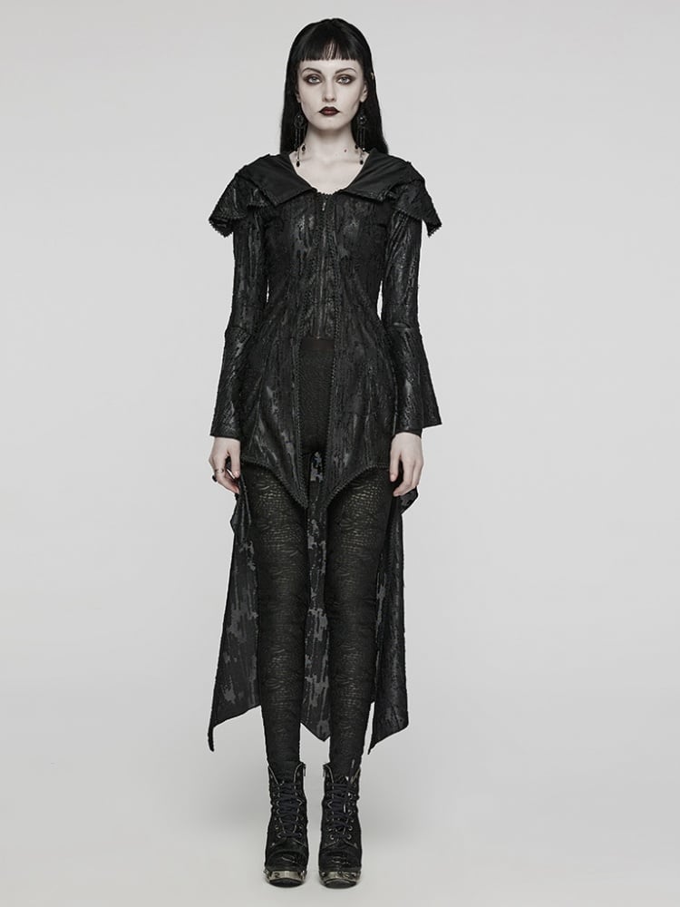 Schwarze Gothic-Strickjacke im Dekadenz-Stil