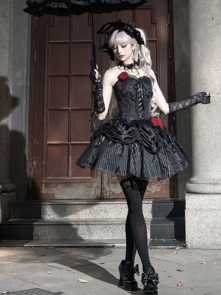 Lolita Black Drawstring Gothic Skirt