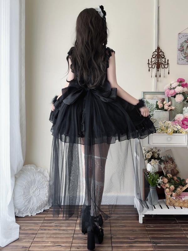 Hanayome Pullover Shiro Rock Lolita Schwarz Stoff Prinzessin Kleid Schmetterling