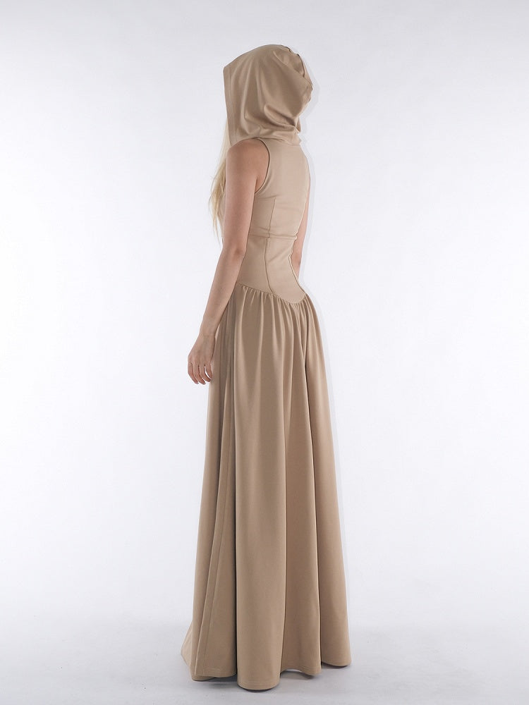 mit Kapuzenkleid Wasteland Floor Khaki Taillenlänge Design Faux Punk Fishbone