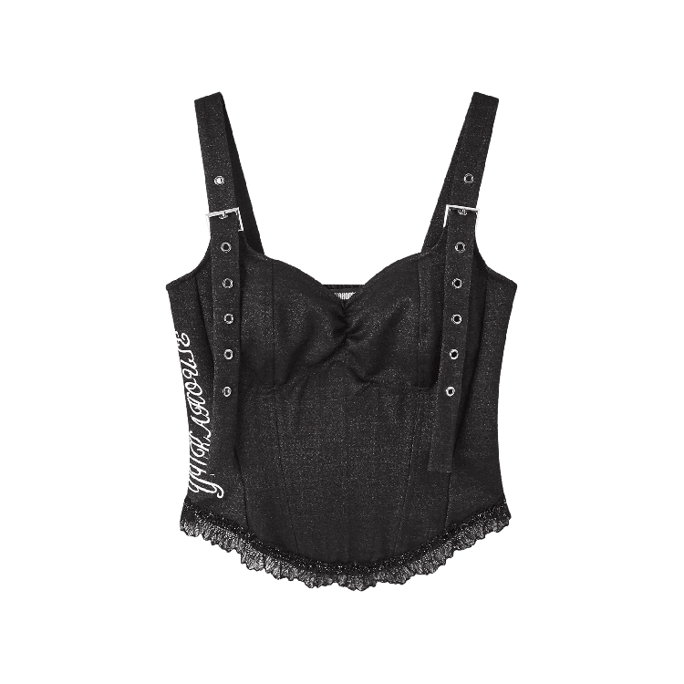 Glamorous Sleeveless Corset Top Straps Black Sweetheart Neckline Buckle Shoulder