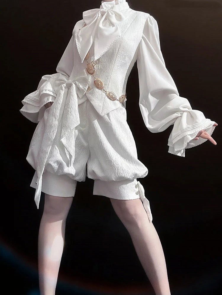 White Prince Lolita Collar Waistcoat Ouji Jacquard Banded