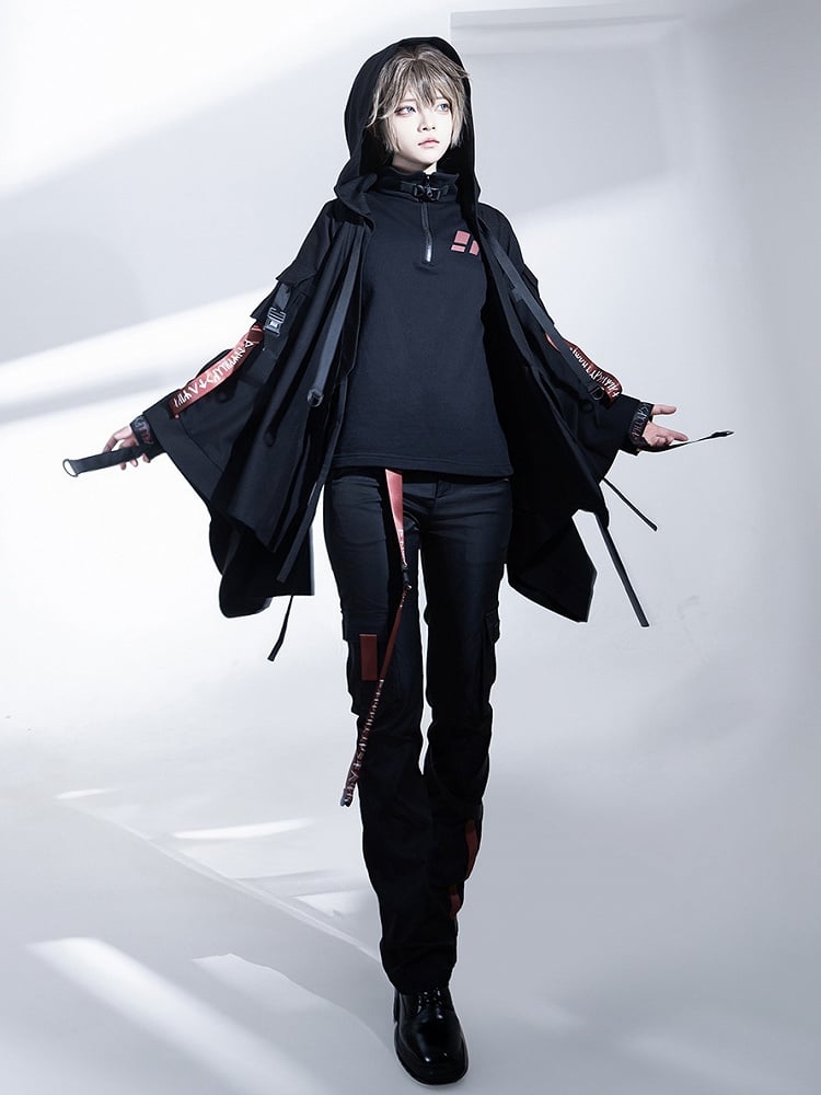 Cargo Futuristic Buckle Strap Lolita Techwear Ouji Pants Black
