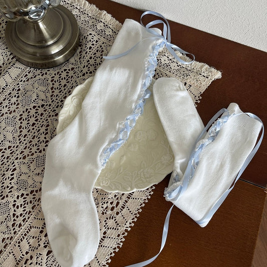 膝下オプション 4色ストッキング レースアップディテール