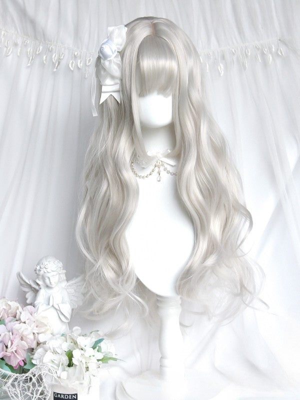 Silver Bangs Length 68CM Full Wavy Wig With