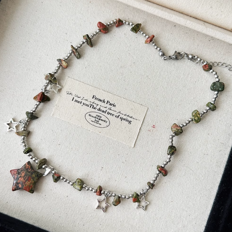 ウェイストランドパンクサンドストーンスターペンダントY2Kネックレス