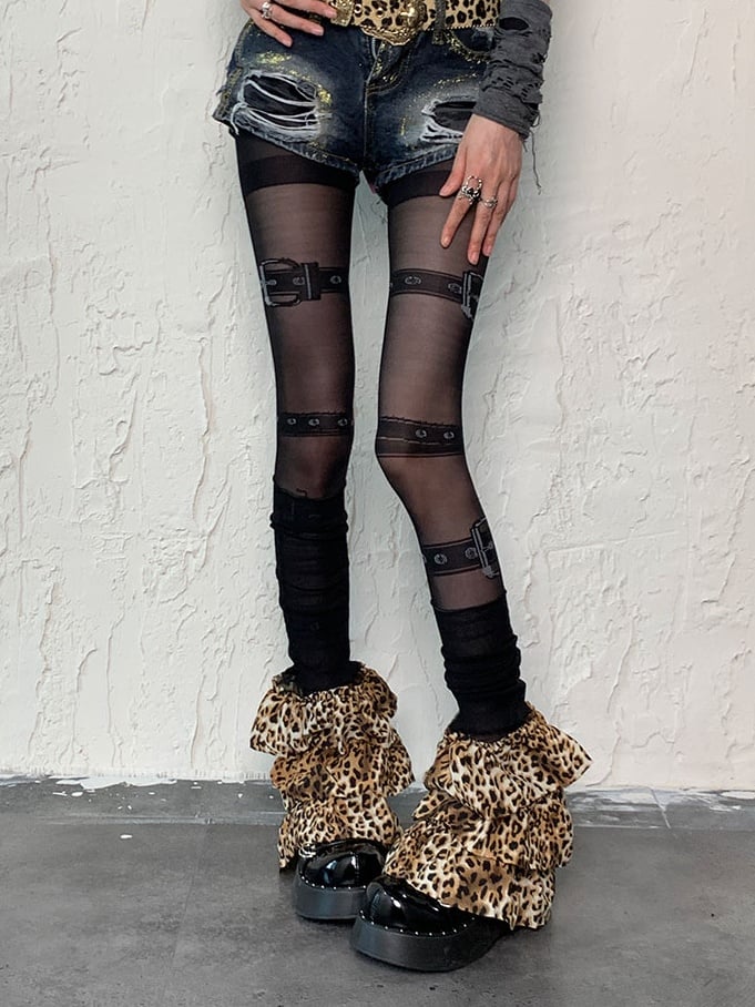 Black Punk Buckle Tights