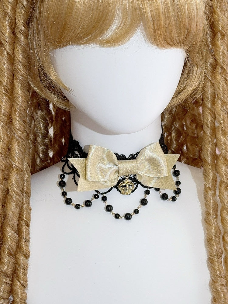 Beaded And Options Pendant Lace Color Crown 4 Choker Bowknot