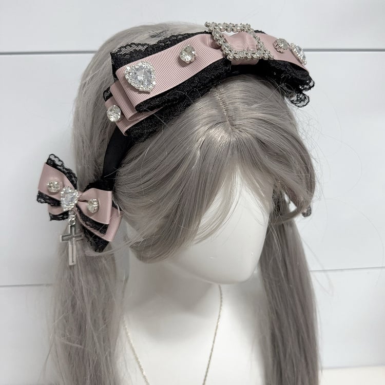 Jirai Kei Strass Orné De Dentelle Bowknot KC