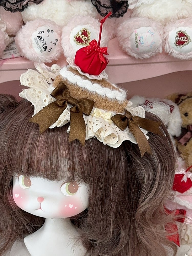 Cake Bowknot Trim 3 Color Cherry Options Lace Mini Details Hat