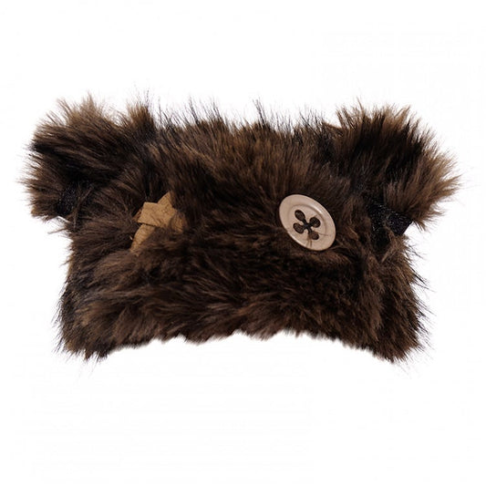 Gray/Brown Button Teddy Bear Ears Plush Hat