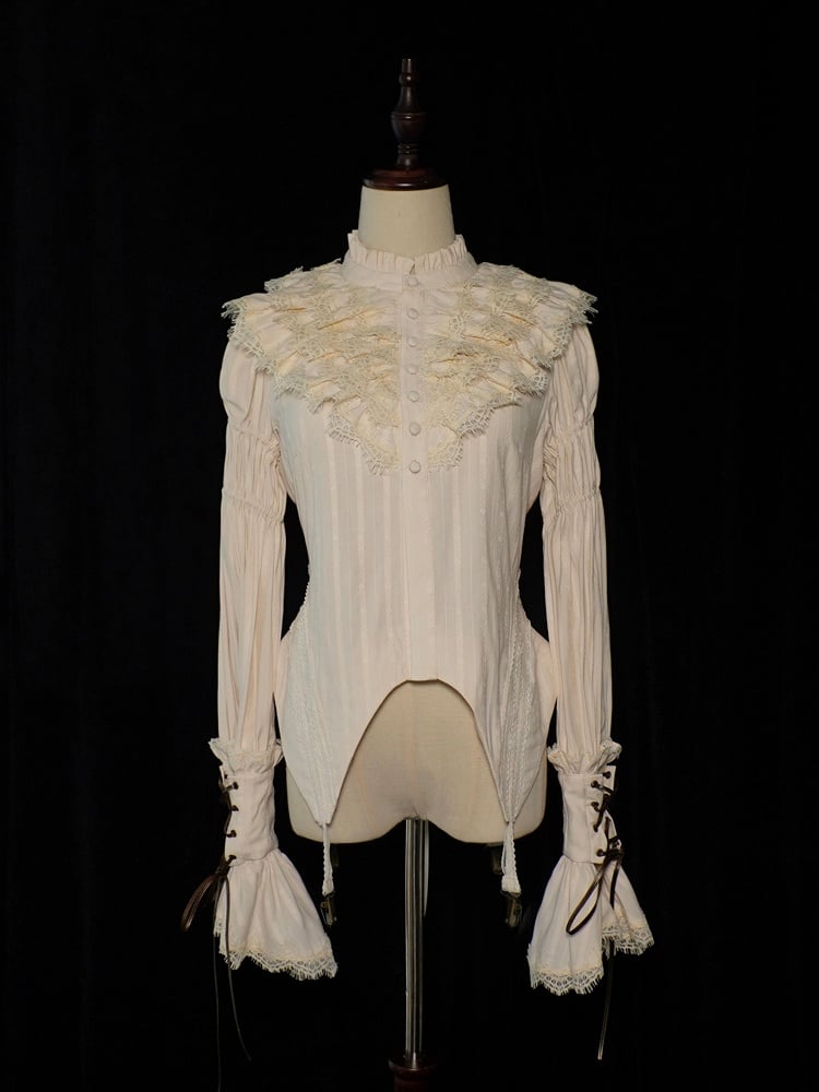 Ärmel Bluse Rüschen Beige Keule Ausschnitt