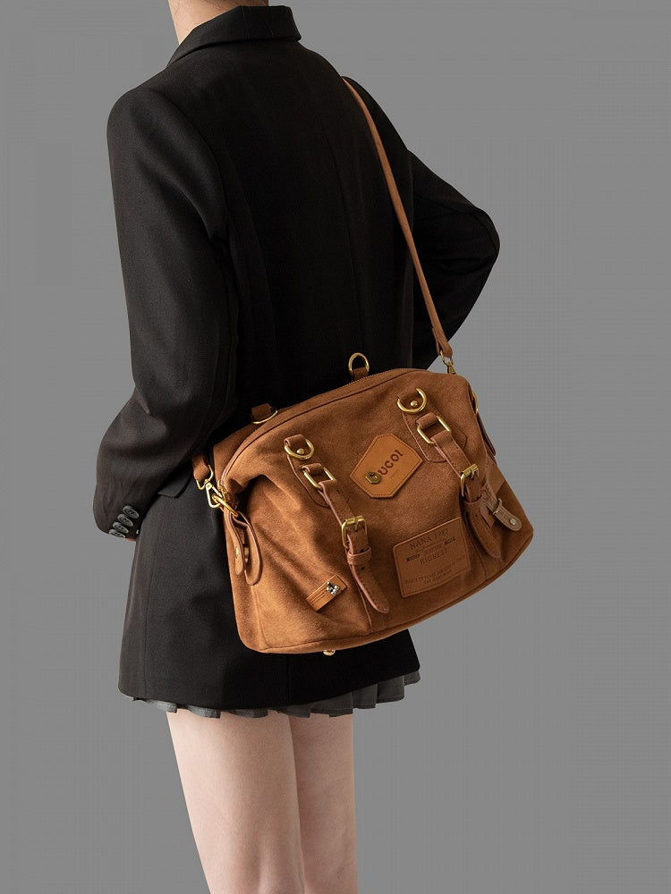 Belt Accents Vintage Brown 2-Way Backpack With