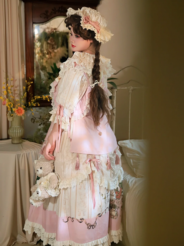 Available Cotton Ruffle Drawstring Dress Neck Plus Round Sizes Overlay Lolita Sweet