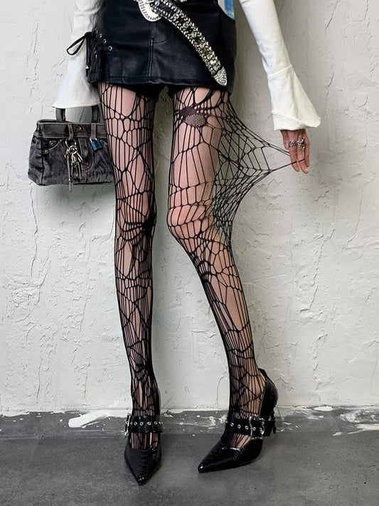 ブラックスパイダー アシンメトリー ホロウアウト タイツ