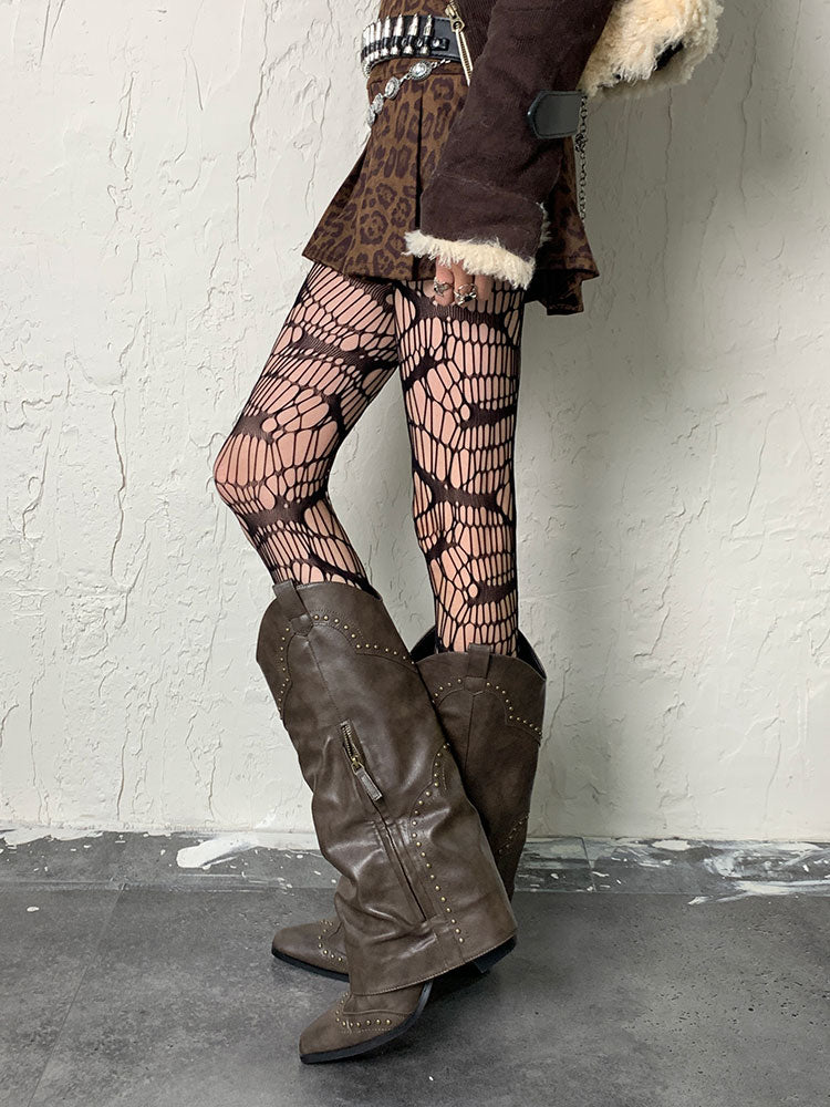 Black Gothic Asymmetrical Hollow-out Tights