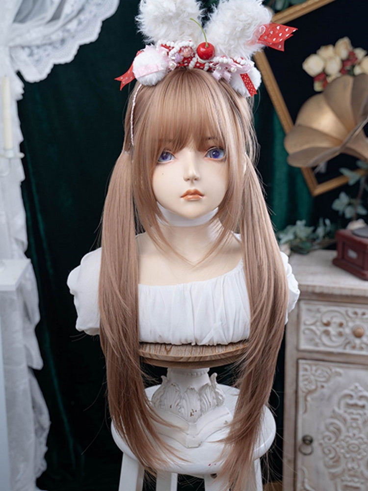 With 86CM Straight Bangs Length Wig Champagne Air