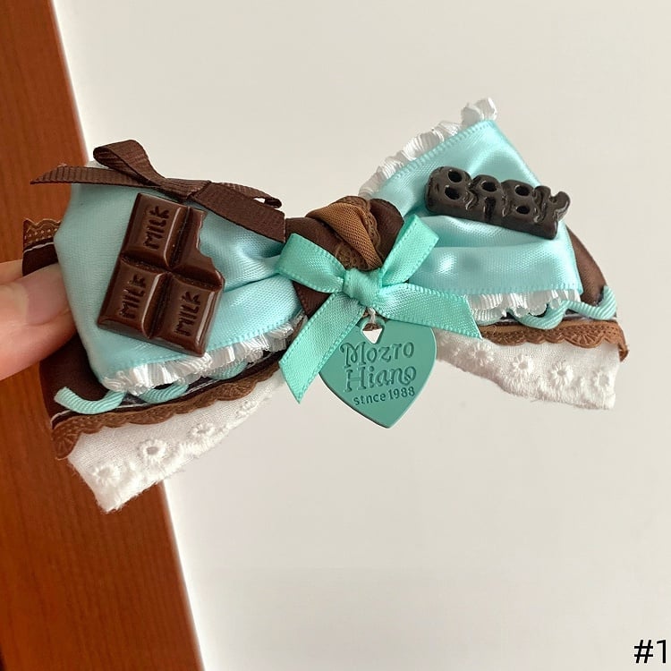 Sweet Lolita Bowknot Hairclip Dreamy Mint Chocolate-Colored