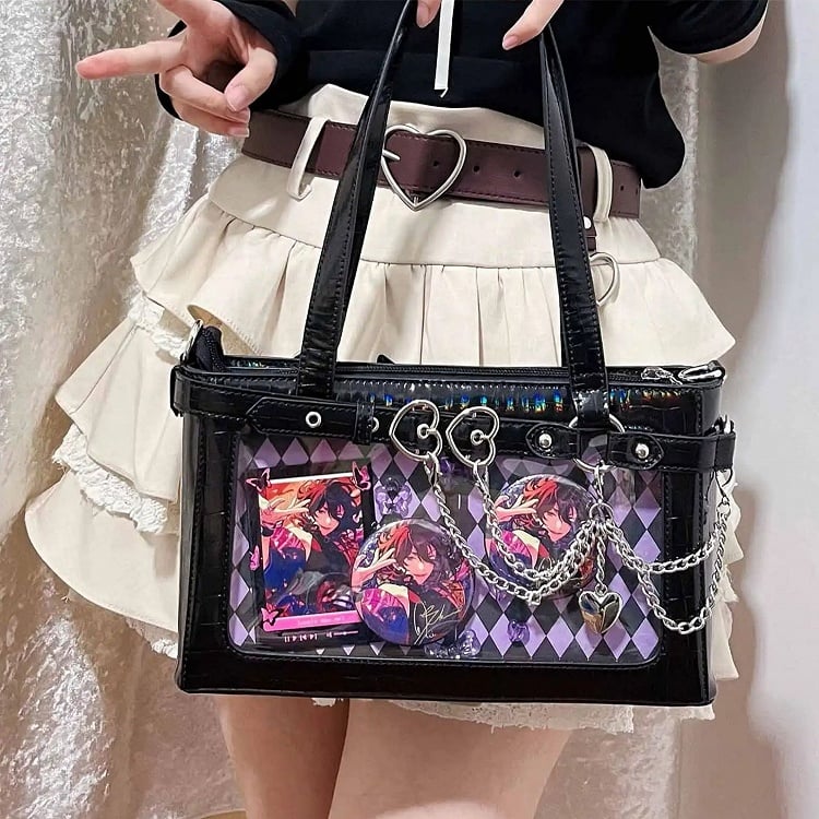 Bag Black Chains Shoulder Detachable Ita