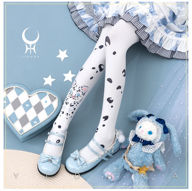 Weiße süße Lolita-Strumpfhose mit Tiermotiv