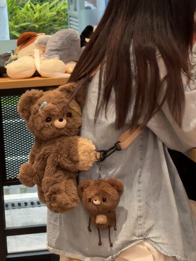 Cute Teddy Brown Plush Backpack/Crossbody