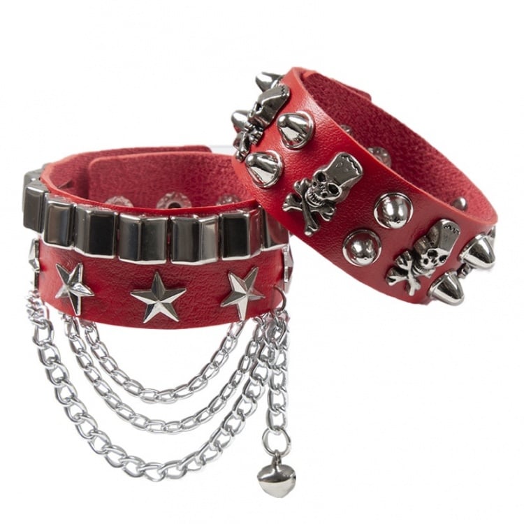 Punk-Armband mit Skelett- und Sterndetail