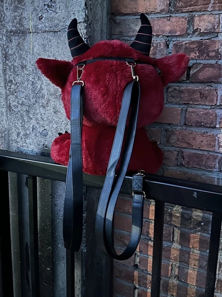 Red Devil Gothic Plüsch Rucksack Tasche