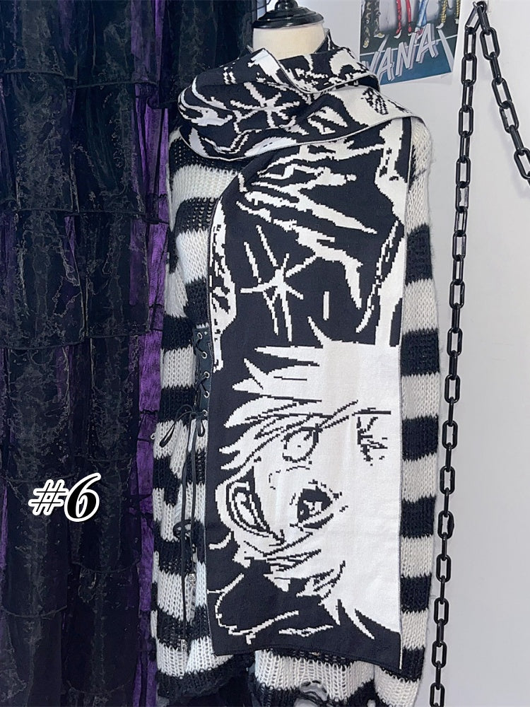 10 Options Punk Anime Print Scarf
