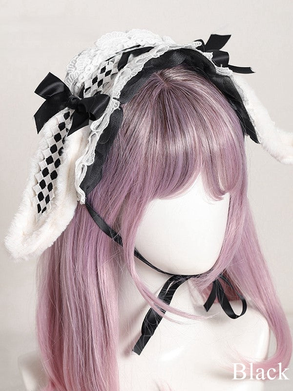 Color – Bunny Options Alice Ribbon Hairdband in Ear Lace lolita Wonderland 7